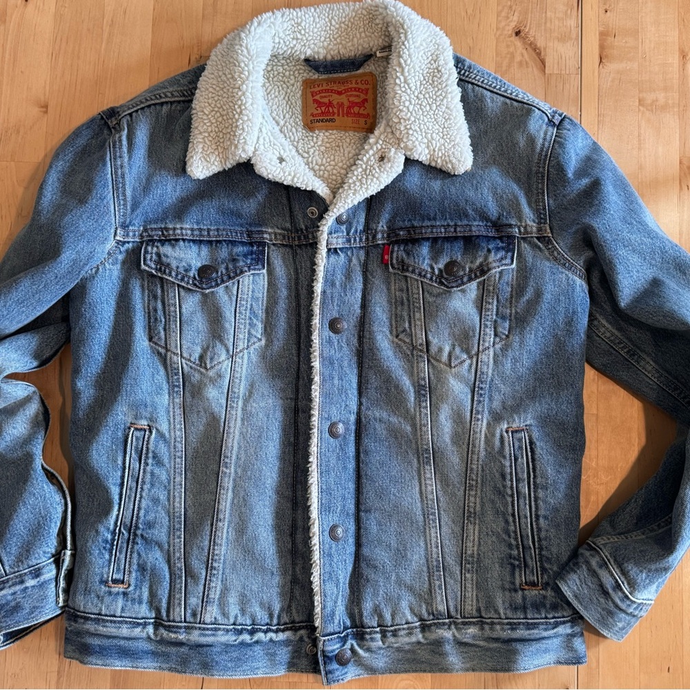 Levi's Blue Denim Sherpa Trucker Jacket